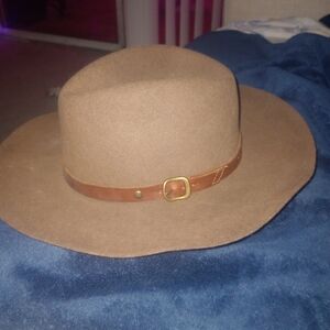 Frye Dark Brown Hat with Leather Detail